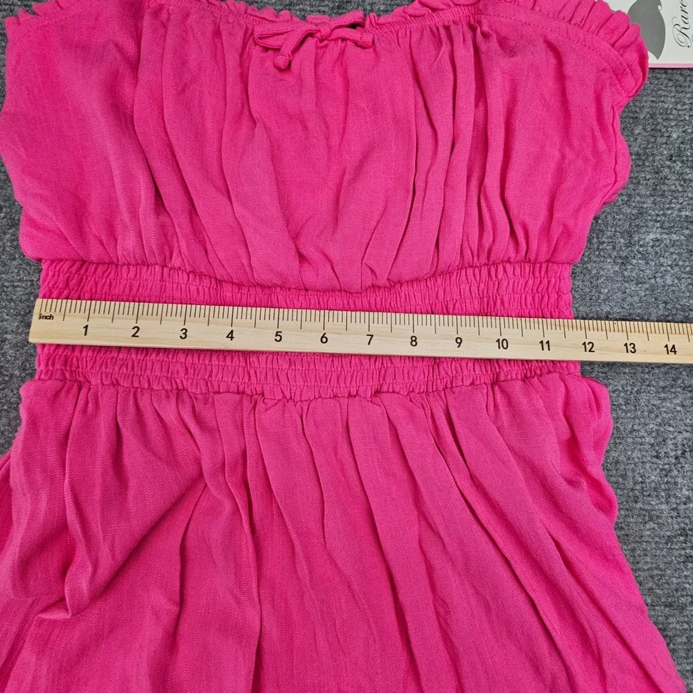 Rare Editions Sundress Girls Size 14 Tropical Punch Fuchsia Smocked Ruffle Dress